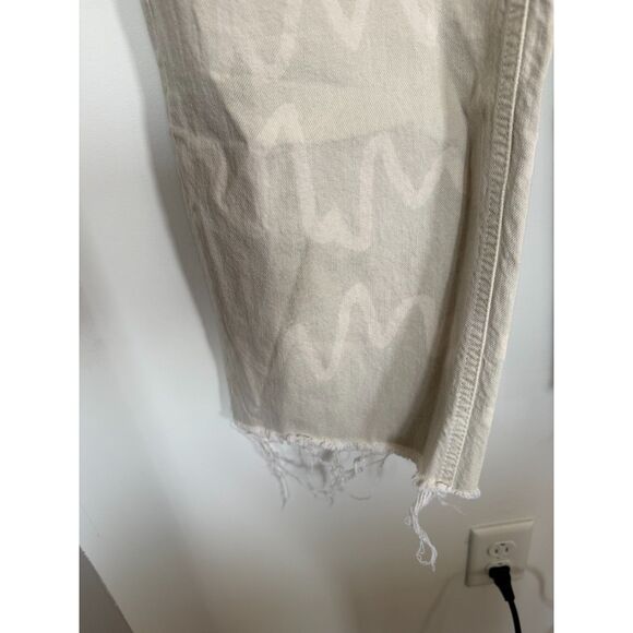 VTG Zara High Waist Wide Leg Cream Color Wave Pattern Leg Jeans Size EU40, US 8 - Picture 3 of 8
